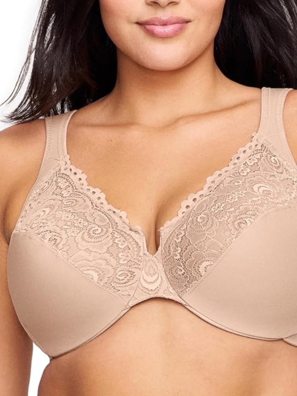 NWT 40F  Glamorise Women's Low Cut Wonderwire Lace Bra Underwire #1240